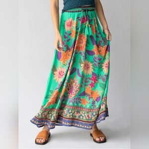 Natural Life Milena Maxi Skirt Green Floral